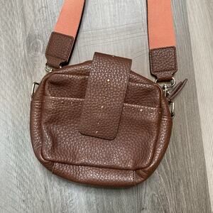 Oliver Bonas Women's Brown Studded Leather Crossbody Bag Travel Boho Adjustable